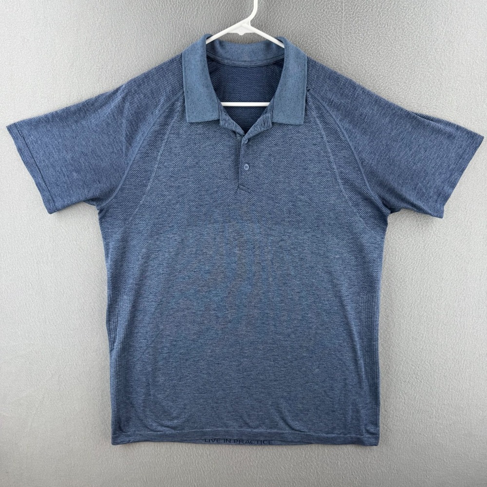 Lululemon Metal Vent Tech Polo Shirt Mens XL Blue Stretch Golf Active Collared